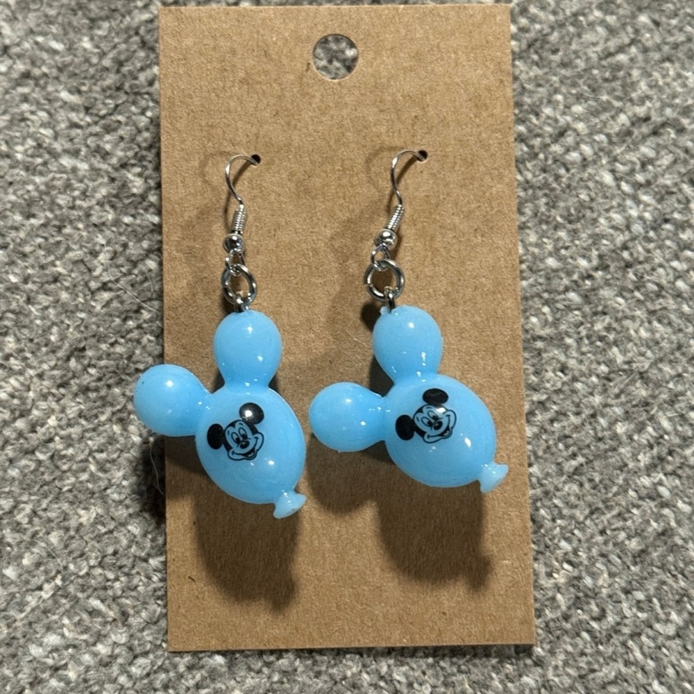 Blue Mickey Balloon Earrings